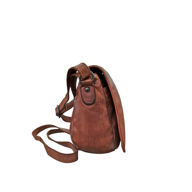 Besace à rabat GIANNI CONTI 4203772 marron vue de côté