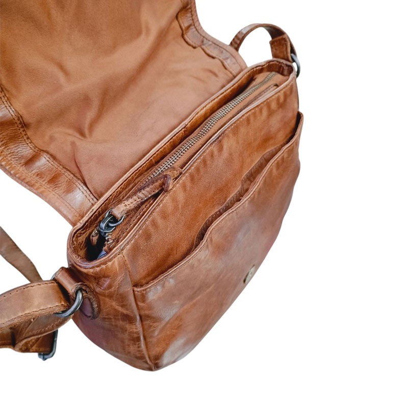 Besace à rabat GIANNI CONTI 4203772 marron vue fermé