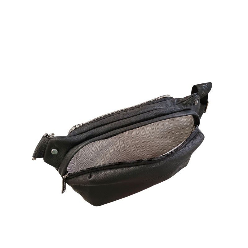 Sac banane Thomas noir  ouvert