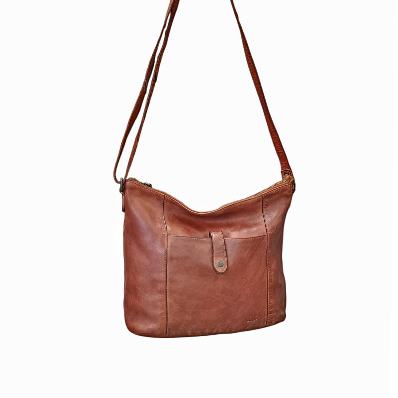 Sac besace femme BEAR DESIGN cognac face