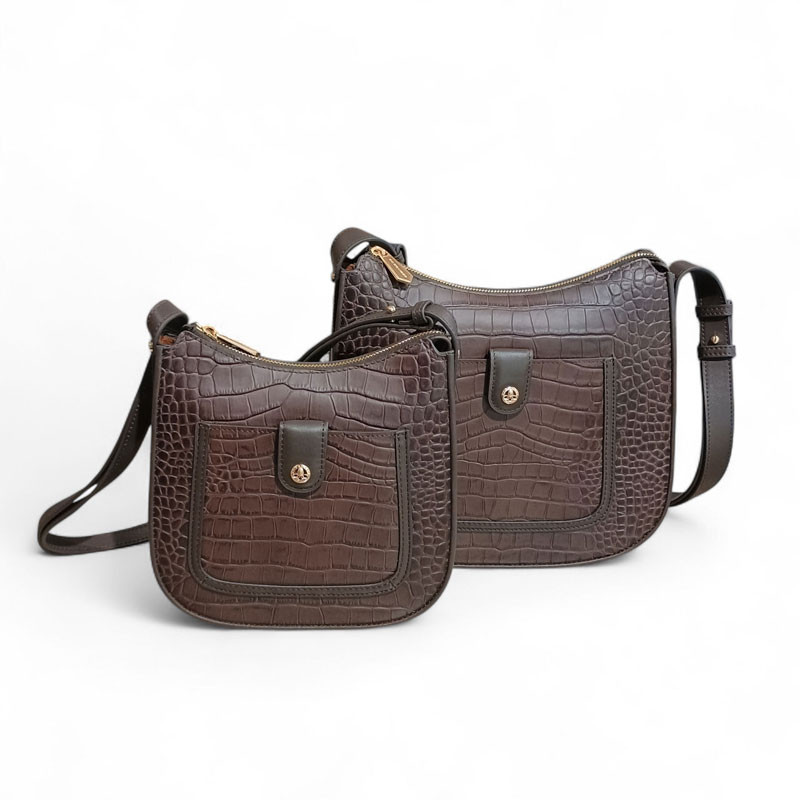 Sac bandoulière POURCHET ligne Bride croco duo