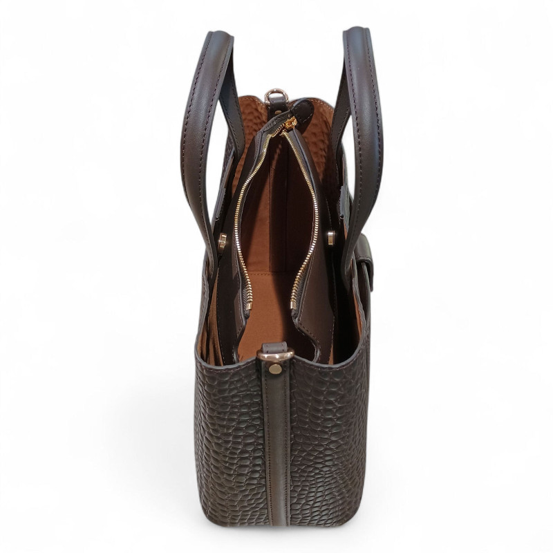 Sac main dame Pourchet Bride croco 25117 interieur