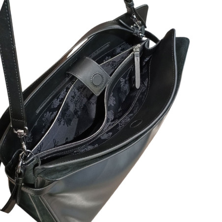 Sac XL le tanneur Emilie noir ouvert Sac XL le tanneur Emilie noir ouvert