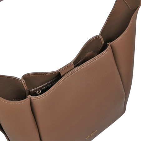 Besace Pourchet taupe detail Besace Pourchet taupe detail