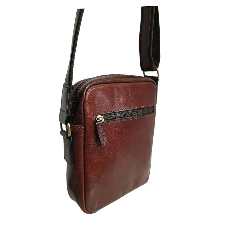 G. HENON Sac homme bandoulière VERONE 2253 marron foncé dos