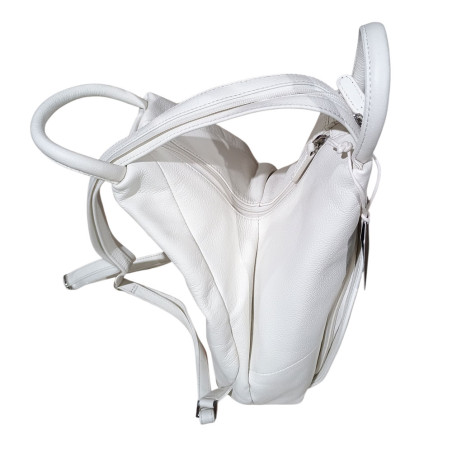 Sac a dos original PICARD lederwaren cuir blanc ouvert