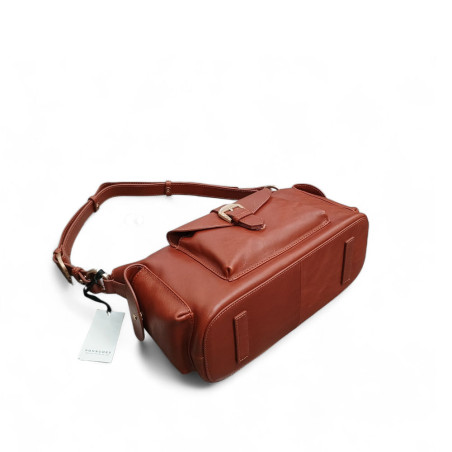 Sac baguette en cuir, à poches POURCHET 26016 marron photo du dessous