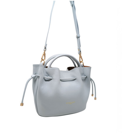 Petit sac bourse POURCHET en cuir de vachette 26001, couleur bleu ciel, photo de face