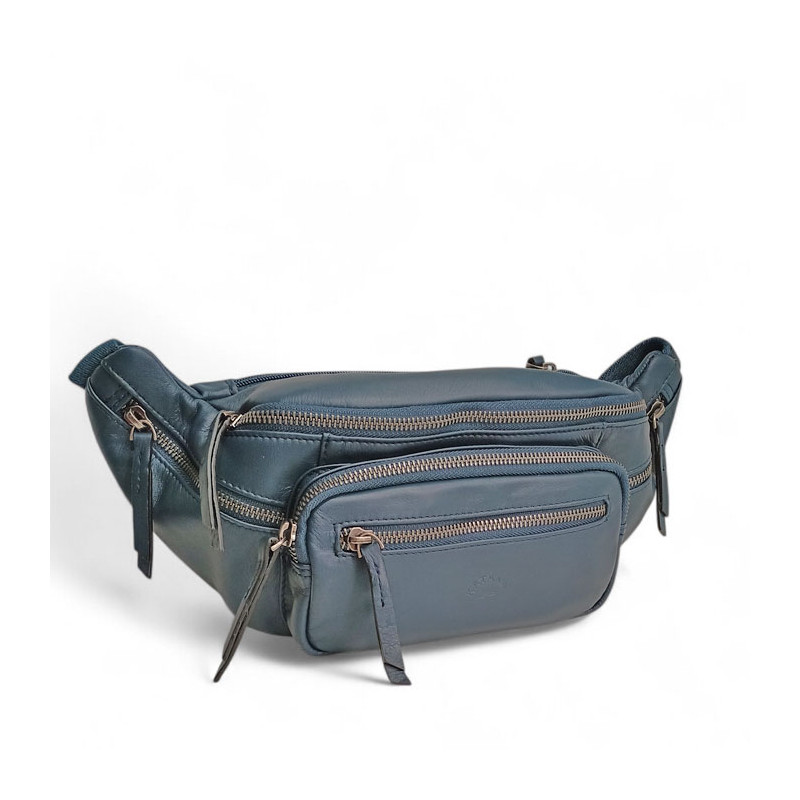 KAT81681 Grand sac banane homme en cuir marine