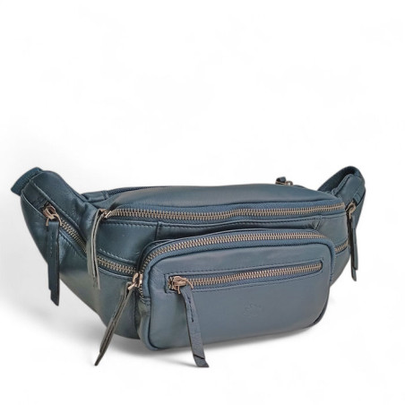 KAT81681 Grand sac banane homme en cuir marine