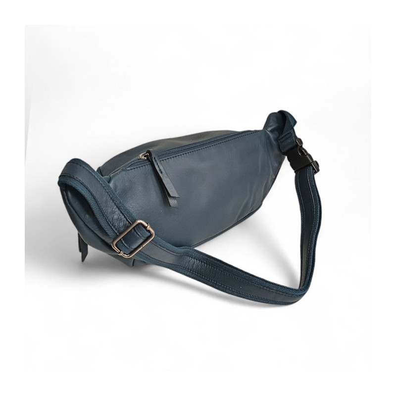KAT81681 Grand sac banane homme en cuir marine dos
