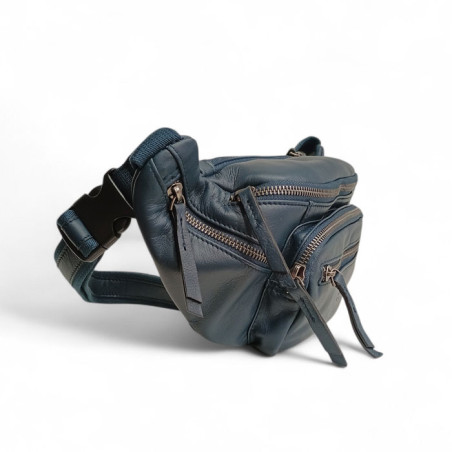 KAT81681 Grand sac banane homme en cuir marine coté