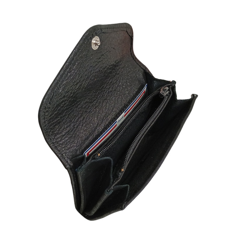 Petit porte monnaie Dame FRANDI glitter noir ouv