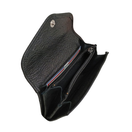 Petit porte monnaie Dame FRANDI glitter noir ouv