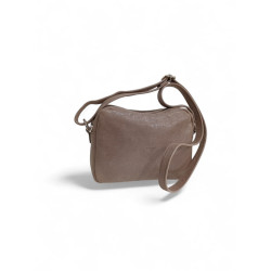Sac travers cuir brillant made in france by FRANDI taupe vue face