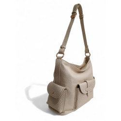 POURCHET Sac besace à poches REPORTER beige face