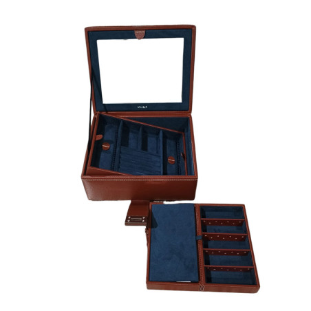 coffret bijoux LE TANNEUR 7322 cuir ebene coffret détachable