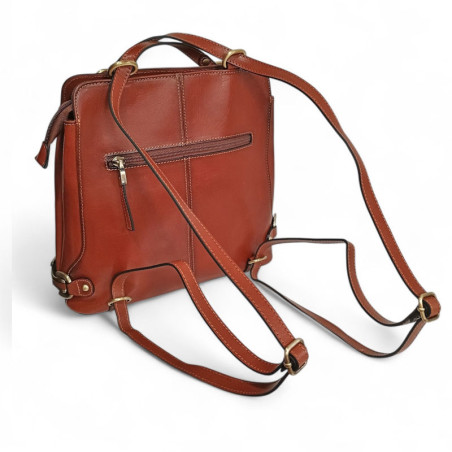 Sac a dos transformable épaule pour dame cuir KATANA 82612 cognac dos
