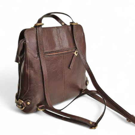 Sac a dos transformable épaule pour dame cuir KATANA 82612 chocolat dos