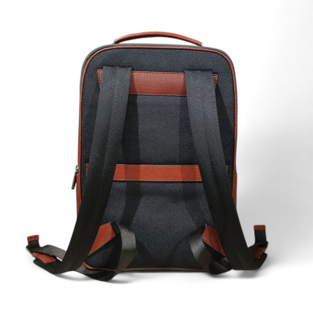 Sac a dos overnight cuir THE BRIDGE ligne Ludovico cognac dos