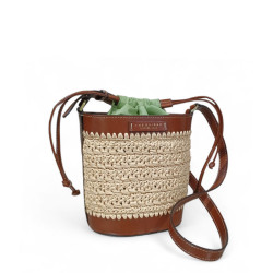 Sac seau The Bridge 041116 en raphia et cuir photo de face