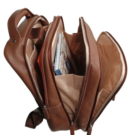 Sac a dos cuir KATANA 3 compartiments 69510 ouvert