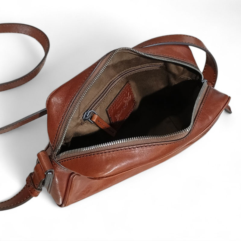 Sac  bandoulière homme Horizontal cuir 053104 marron ouvert