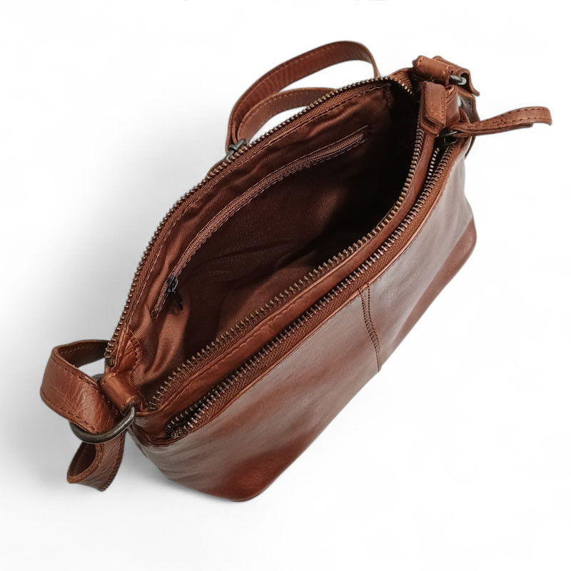 bear Design Bag DANIELLE sac cuir bandoulière cognac ouvert