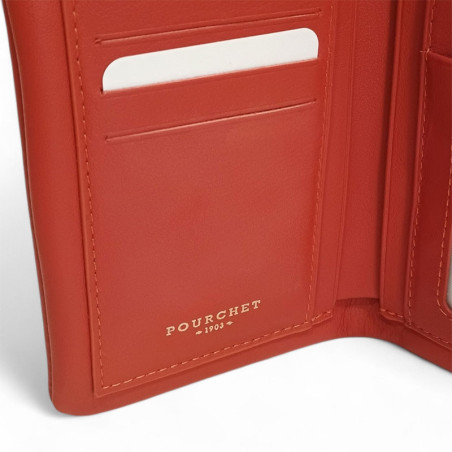 PH26005 Pourchet portefeuille dame en cuir orange photo des cartes