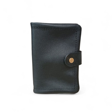 PH26005 Pourchet portefeuille dame en cuir noir photo de face