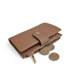 Portefeuille dame Pourchet ligne CLUB 78111 couleur mastic photo à plat