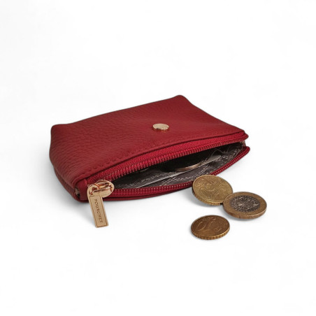 Pourchet Porte monnaie zippé rouge interieur