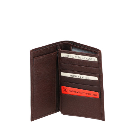 Arthur aston portefeuille ANGE 805 chataigne ouvert