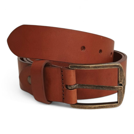 Ceinture mixte cuir brut Made in France marron 1