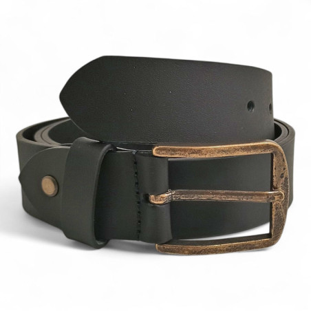 Ceinture mixte cuir brut Made in France noir 1