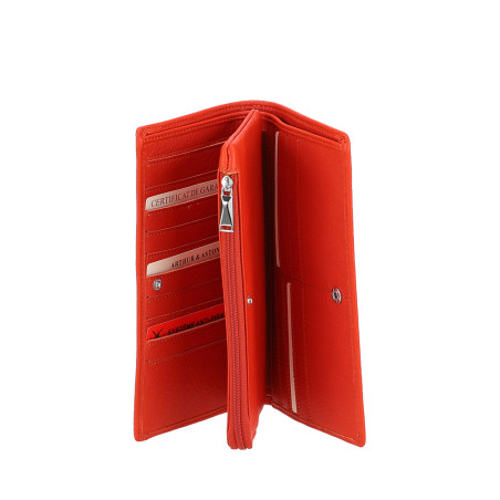 PORTEFEUILLE tout en un Arthur aston cuir orange ouvert