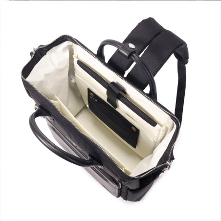 Hedgren sac a dos business femme FIKA noir ouvert