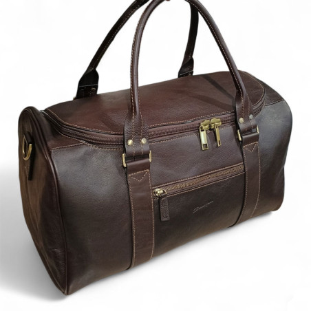 Henon 5289 sac voyage gerard HENON cuir chocolat face
