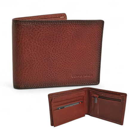 Portefeuille cartes HENON cuir 3141 marron face