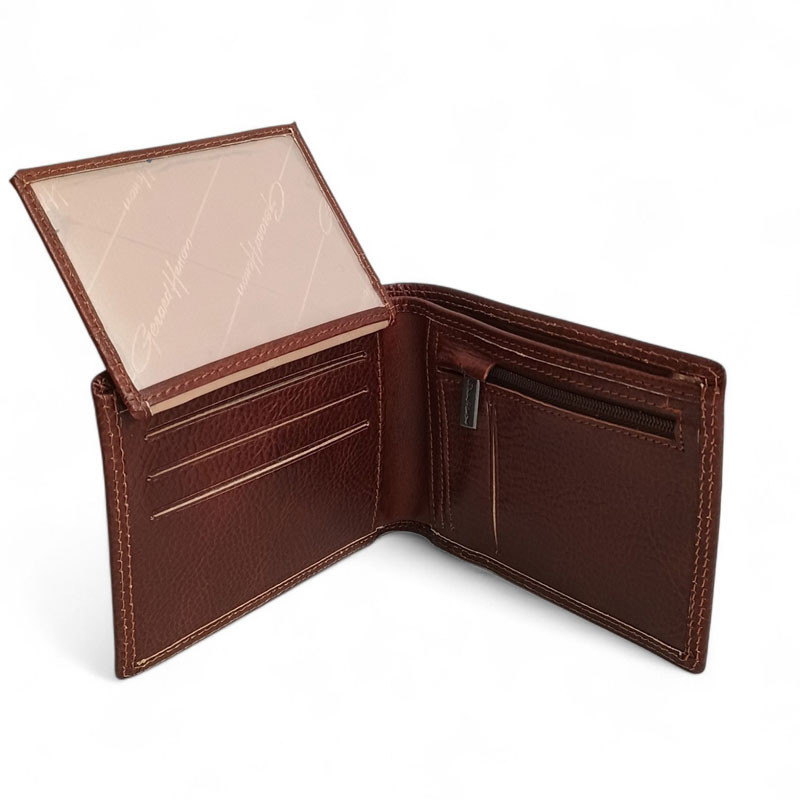 Portefeuille cartes HENON cuir 3141 marron ouvert2