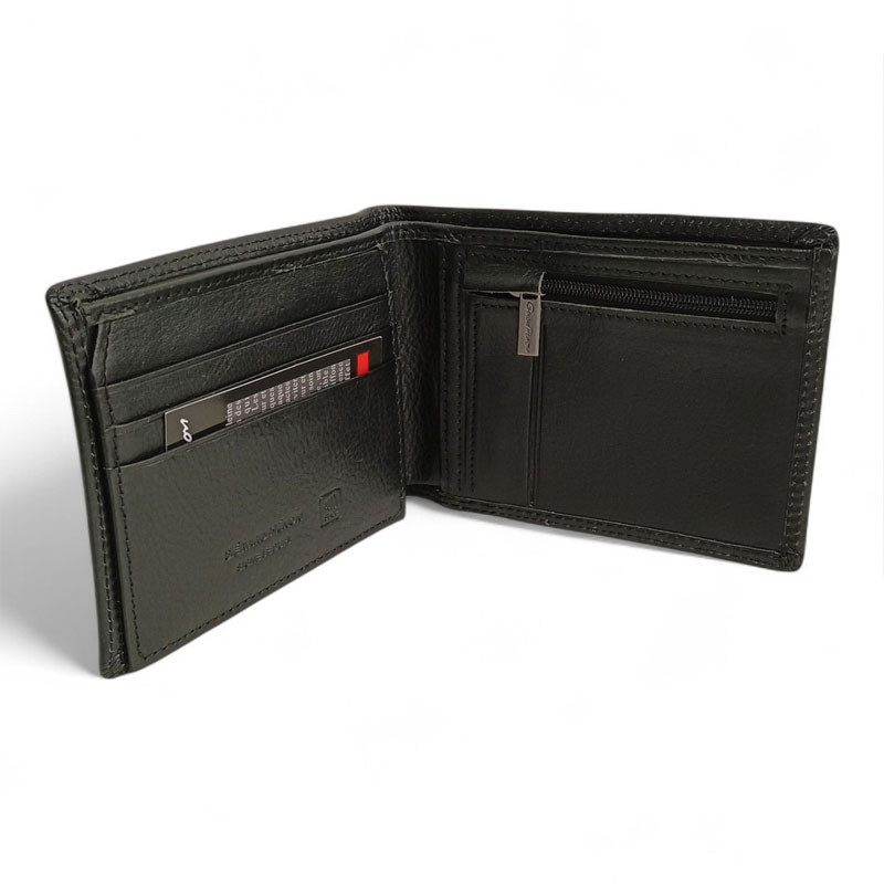 Portefeuille cartes HENON cuir 3141 noir ouvert