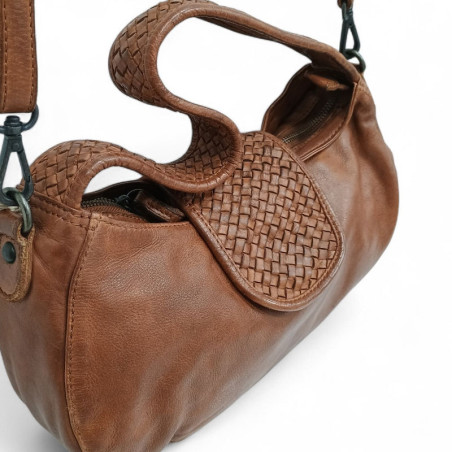 Sac besace baguette épaule CONTI 4203791 cognac détail