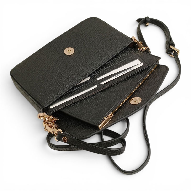 Pourchet pochette aménagée cuir grainé 78130 noir avec pochettes