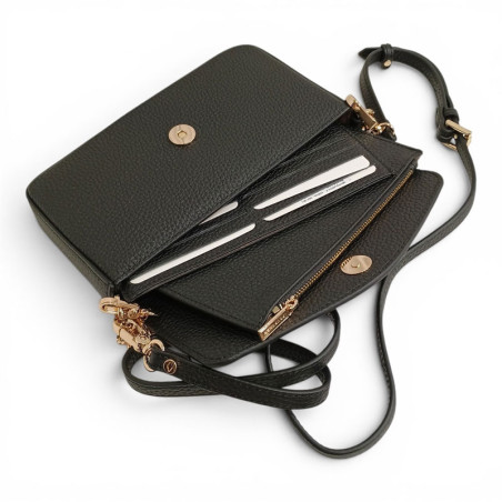 Pourchet pochette aménagée cuir grainé 78130 noir avec pochettes