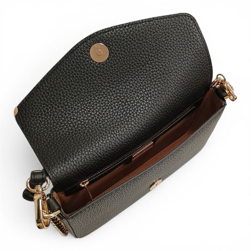 Pourchet pochette aménagée cuir grainé 78130 noir ouverte