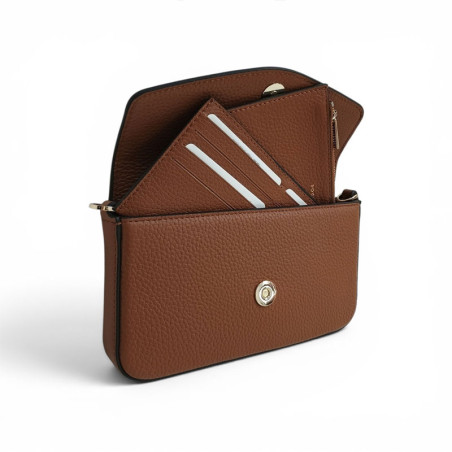 Pourchet pochette aménagée cuir grainé 78130 gold ouvert