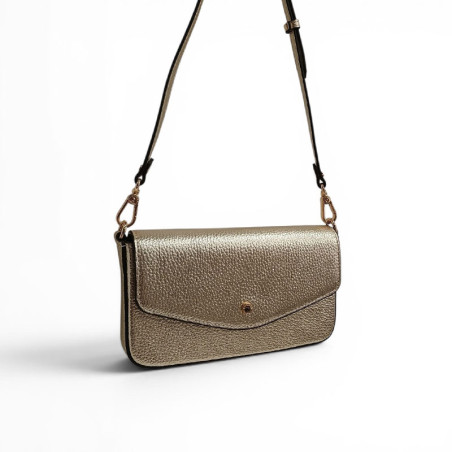 Pourchet pochette aménagée cuir grainé 78130 doré face