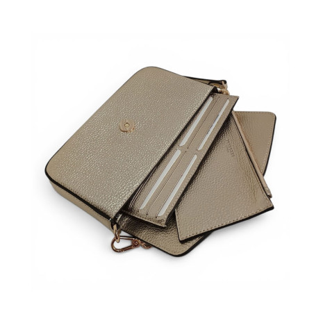 Pourchet pochette aménagée cuir grainé 78130 doré ouvert