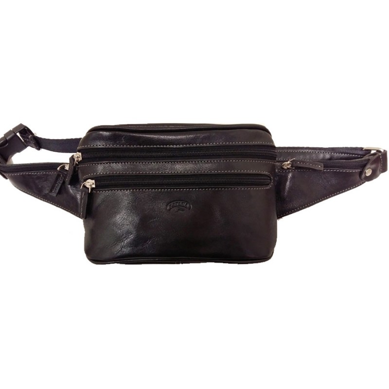 KATANA Sacoche banane en cuir noir