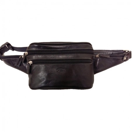 KATANA Sacoche banane en cuir noir